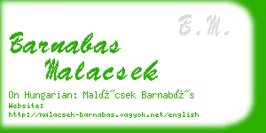 barnabas malacsek business card